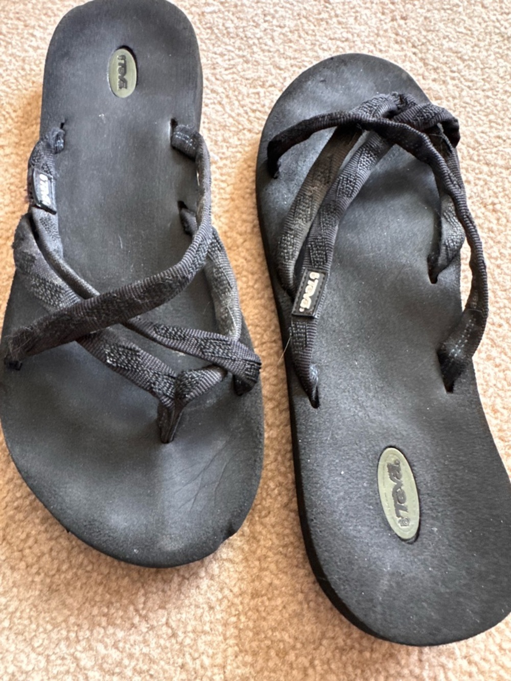 Teva Women's Black Strappy Flip Flop Sandals
